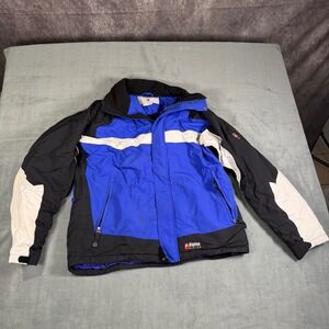 Alpine Design Mens Ski Jacket Blue Black Colorblock Fleece Lined Winter Coat L